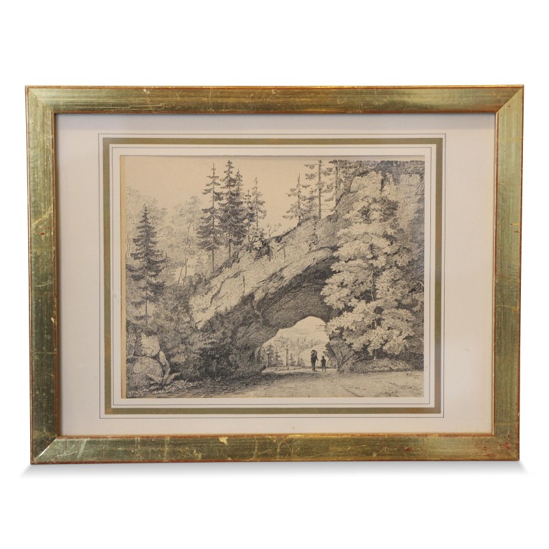 Engraving \"Old man and child\". - Moinat - Prints, Reproductions